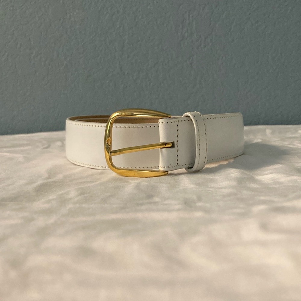 Neil Martin Vintage Cowhide Belt ~ Size 34/65 ~ White and Gold